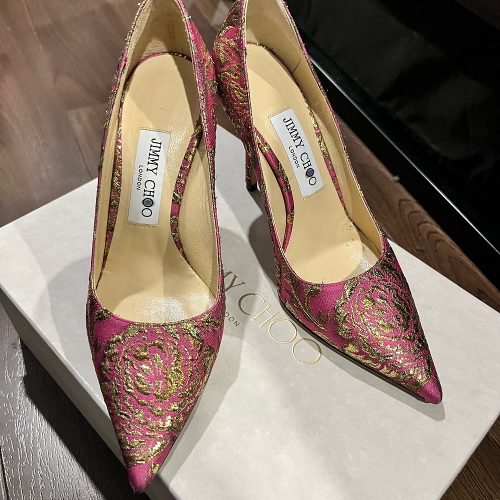 Jimmy Choo Pink and Gold Women's Heels